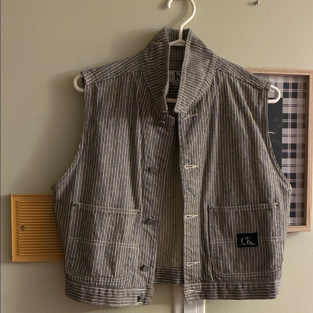 Calvin Klein Black and White Striped Vest